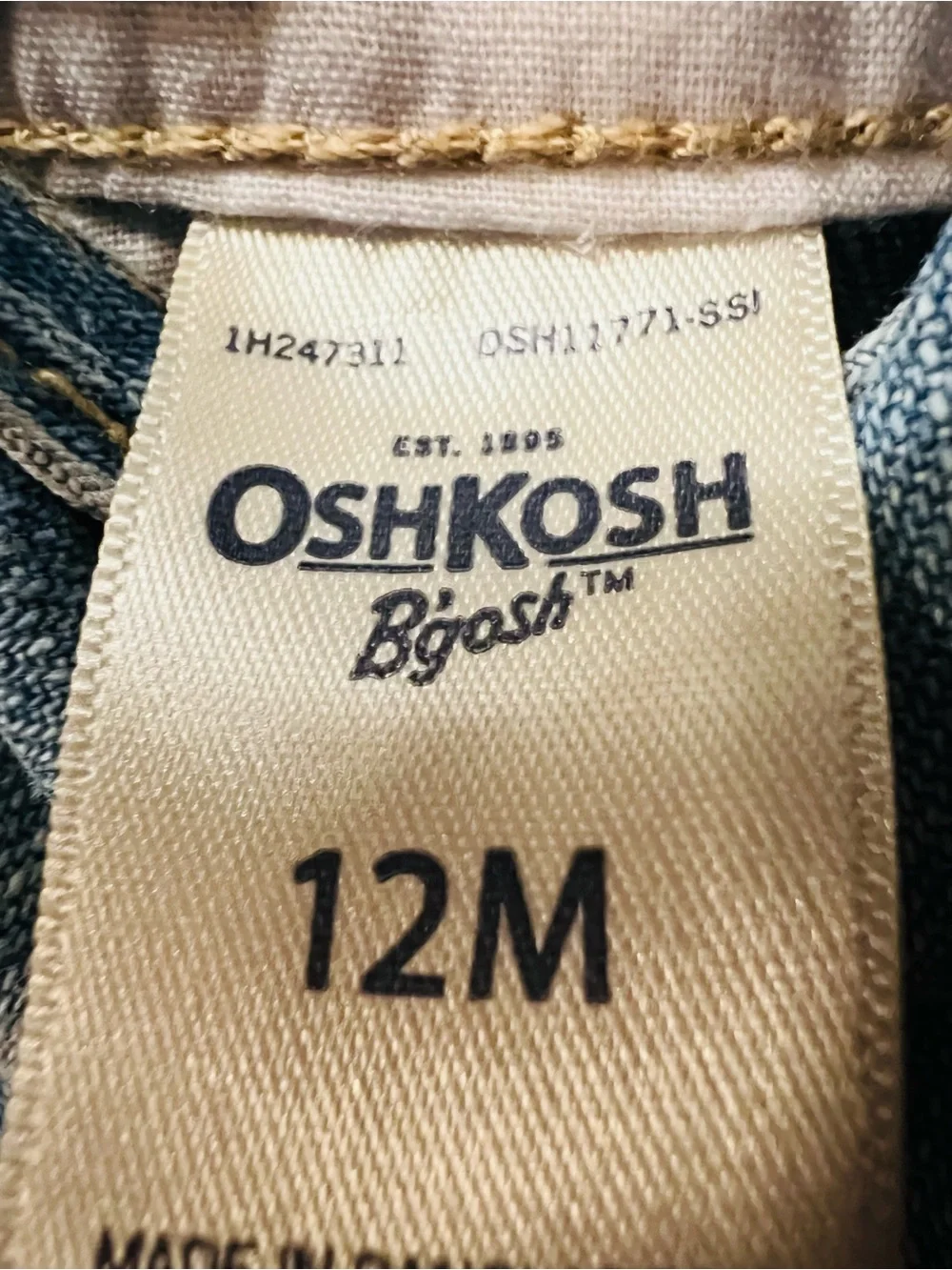 OshKosh B'gosh Light Blue Faded Denim Bib Shortalls for Kids Size 12 Months
